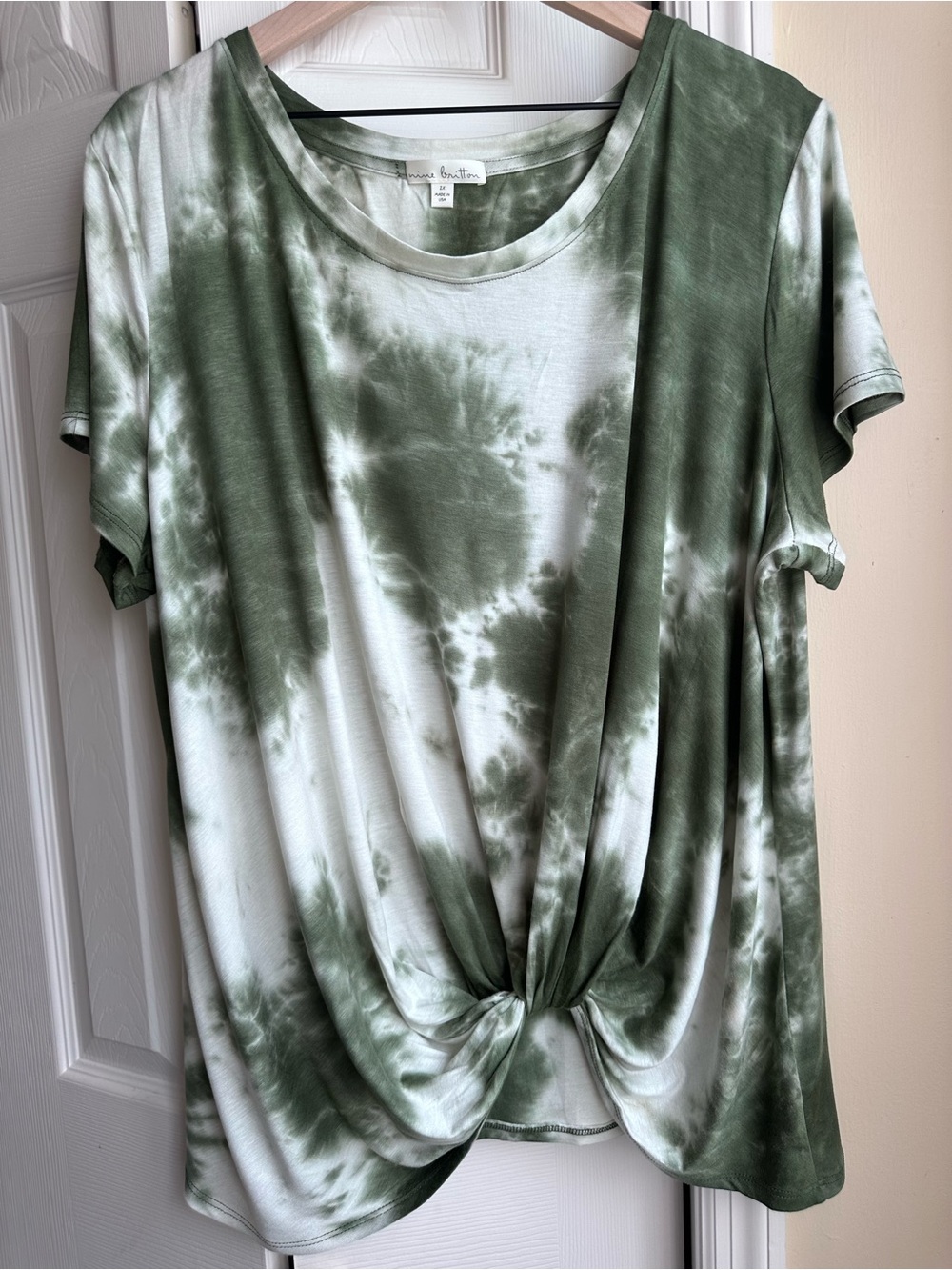 Olive Tie-Dye Knot Front Tee